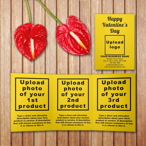 Business Valentine Yellow Trifold Card
