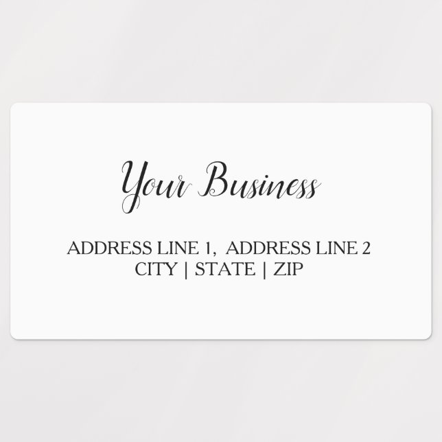 Business Waterproof Return Address Labels | White (Design 1)