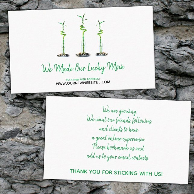 Business Website Address Change Lucky Bamboo Business Card (Creator Uploaded)