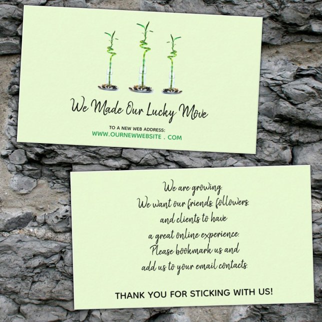 Business Website Address Change Lucky Bamboo Card (Creator Uploaded)
