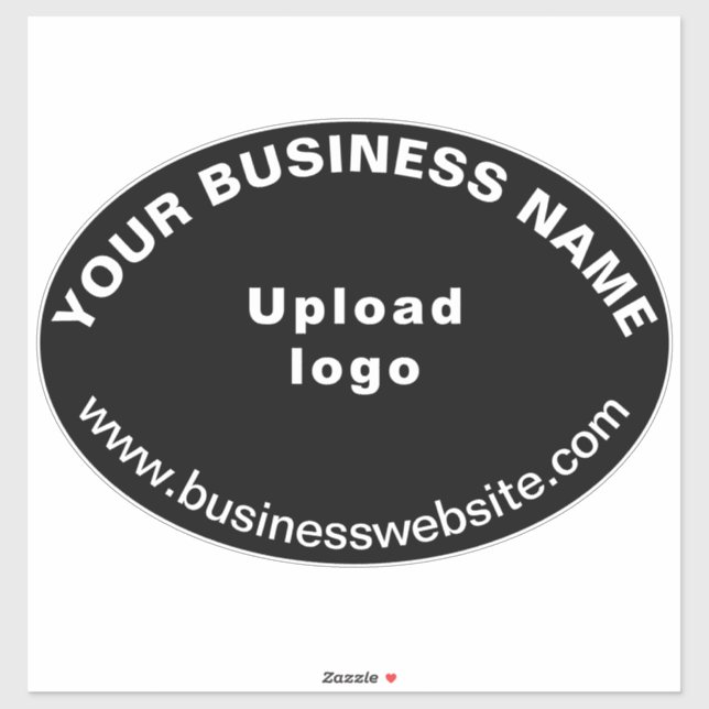 Business Website on Black Large Oval Shape Vinyl Sticker (Sheet)