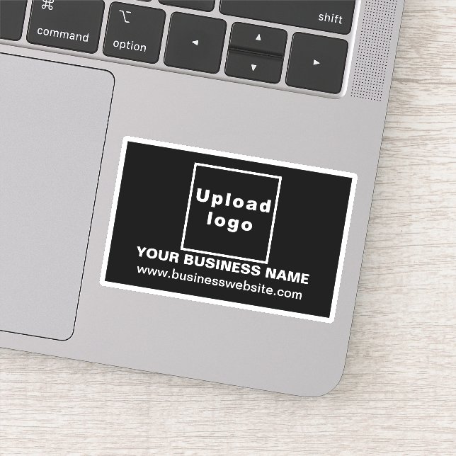 Business Website on Black Rectangle Vinyl Sticker (Detail)