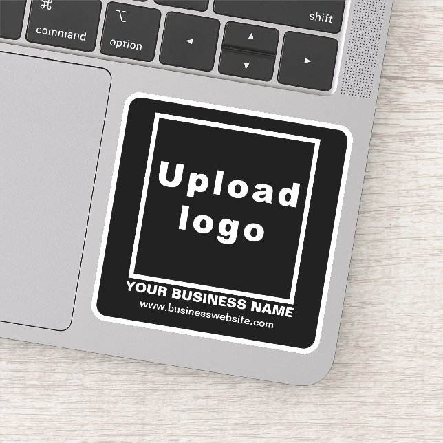 Business Website on Black Square Vinyl Sticker (Detail)