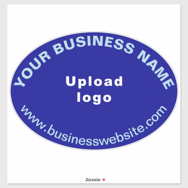 Business Website on Blue Large Oval Shape Vinyl Sticker (Sheet)