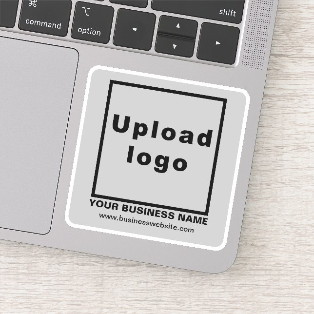 Business Website on Gray Square Vinyl Sticker (Detail)