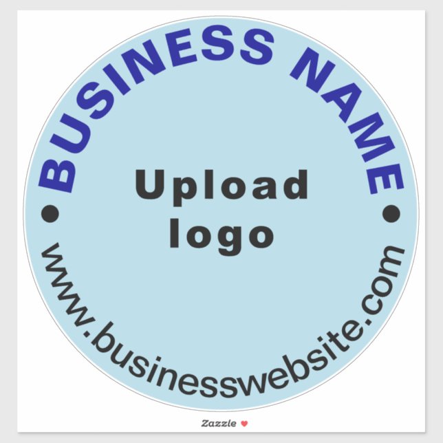 Business Website on Light Blue Large Round Vinyl Sticker (Sheet)