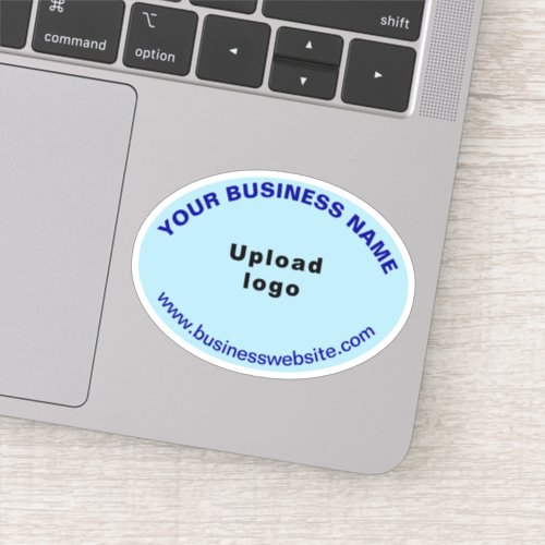 Business Website on Light Blue Oval Shape Vinyl Sticker