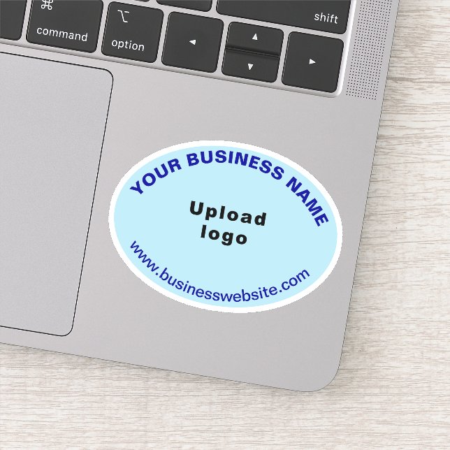 Business Website on Light Blue Oval Shape Vinyl Sticker (Detail)
