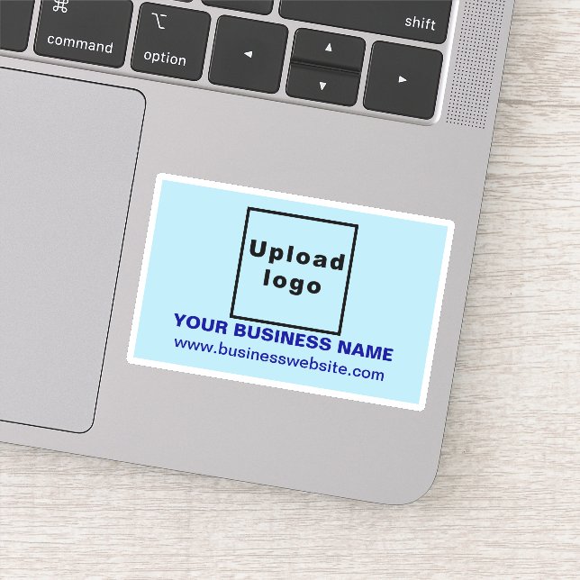 Business Website on Light Blue Rectangle Vinyl Sticker (Detail)