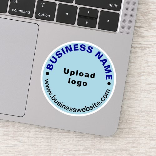 Business Website on Light Blue Round Vinyl Sticker