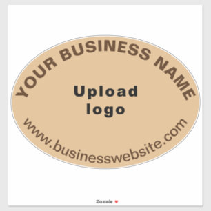 Business Website on Light Brown Large Oval Vinyl Sticker