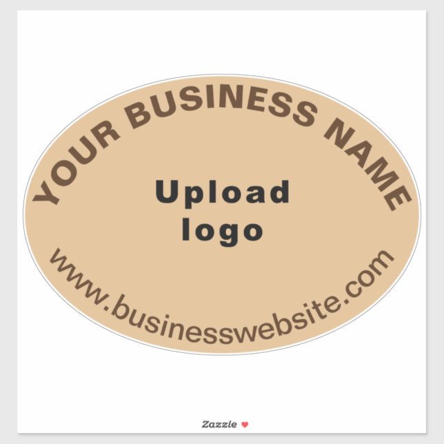 Business Website on Light Brown Large Oval Vinyl Sticker (Sheet)
