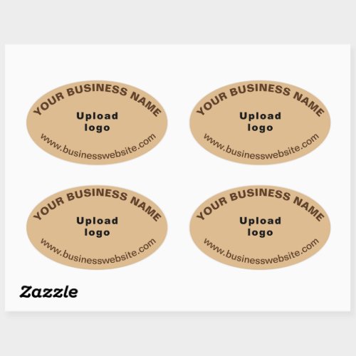 Business Website on Light Brown Oval Shape Sticker