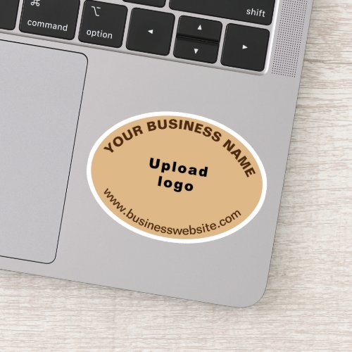 Business Website on Light Brown Oval Shape Vinyl Sticker
