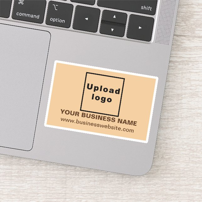Business Website on Light Brown Rectangle Vinyl Sticker (Detail)