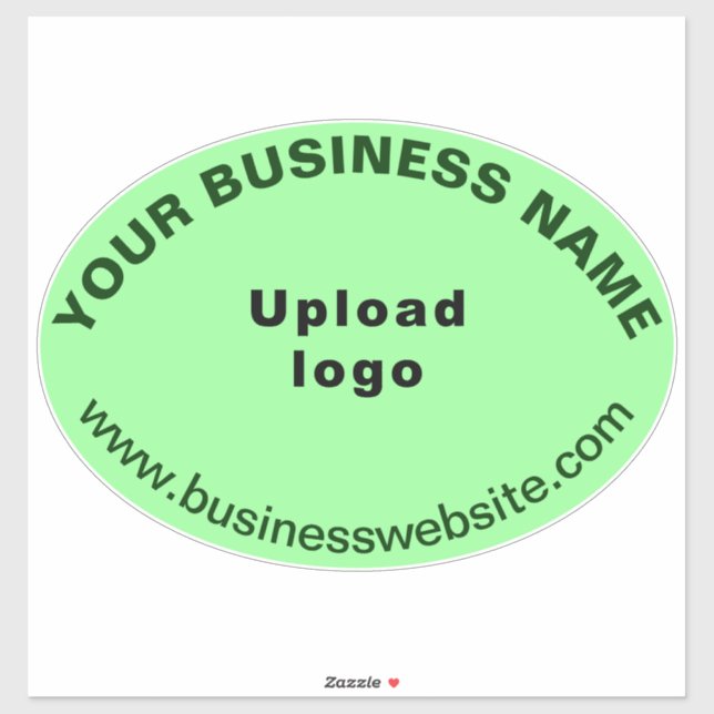 Business Website on Light Green Large Oval Vinyl Sticker (Sheet)