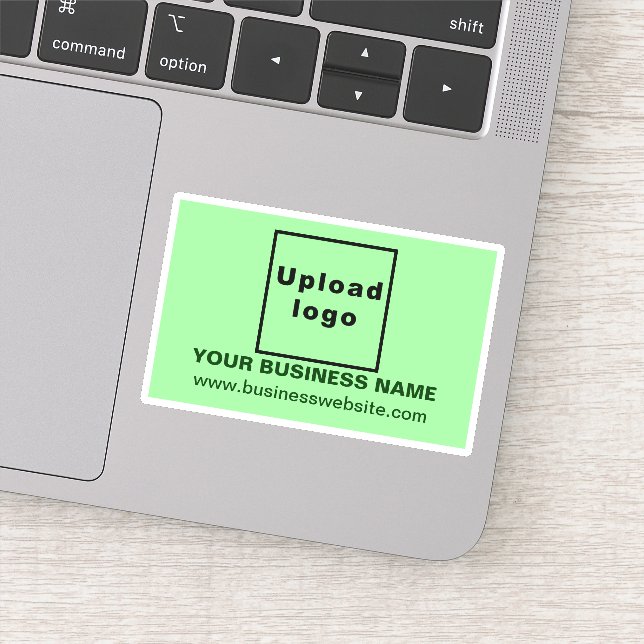 Business Website on Light Green Rectangle Vinyl Sticker (Detail)