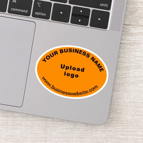 Business Website on Orange Color Oval Shape Vinyl Sticker