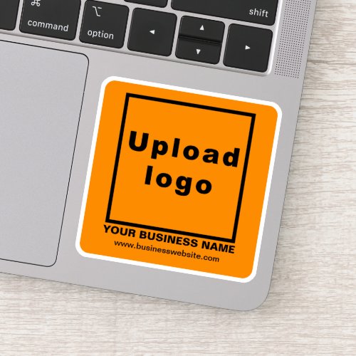 Business Website on Orange Color Square Vinyl Sticker