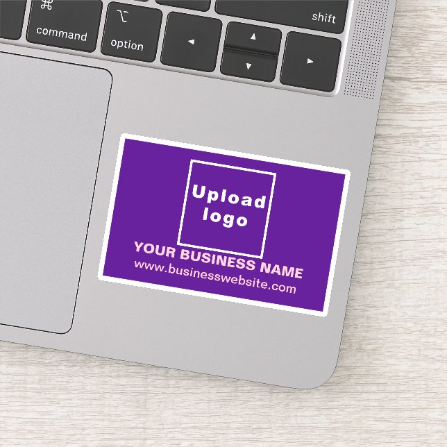 Business Website on Purple Rectangle Vinyl Sticker (Detail)