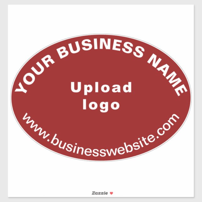Business Website on Red Large Oval Shape Vinyl Sticker (Sheet)