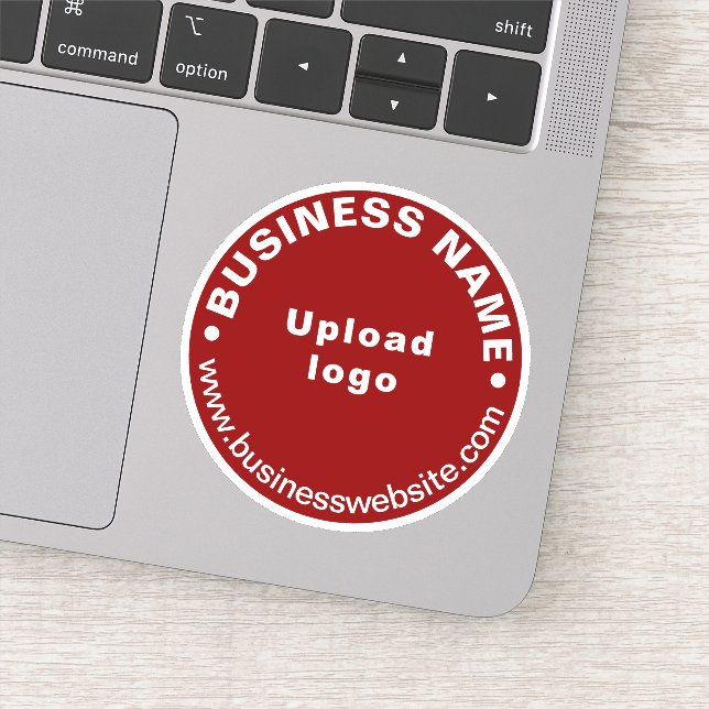 Business Website on Red Round Vinyl Sticker (Detail)