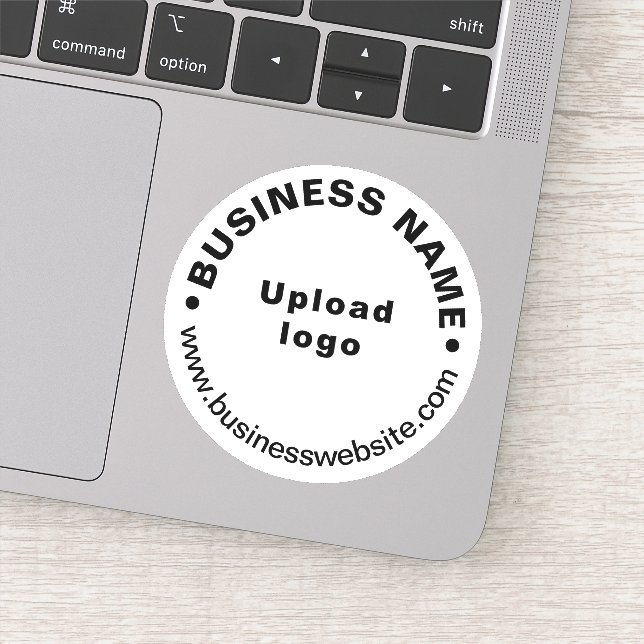 Business Website on White Round Vinyl Sticker (Detail)