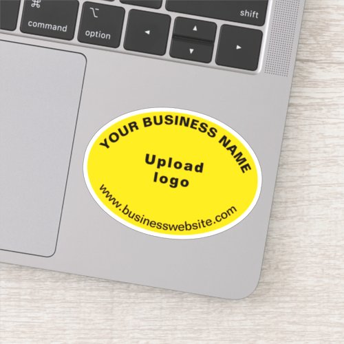 Business Website on Yellow Oval Shape Vinyl Sticker