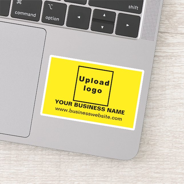 Business Website on Yellow Rectangle Vinyl Sticker (Detail)