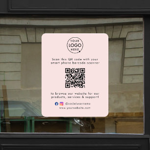 Business Website QR Code Blush Pink Feminine Window Cling