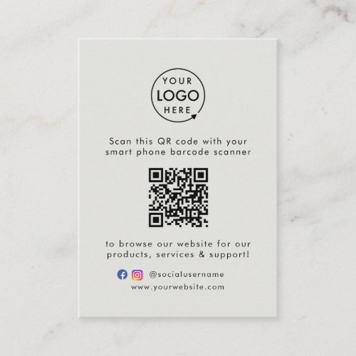 Business Website  QR Code Scan Me Logo Gray Business Card