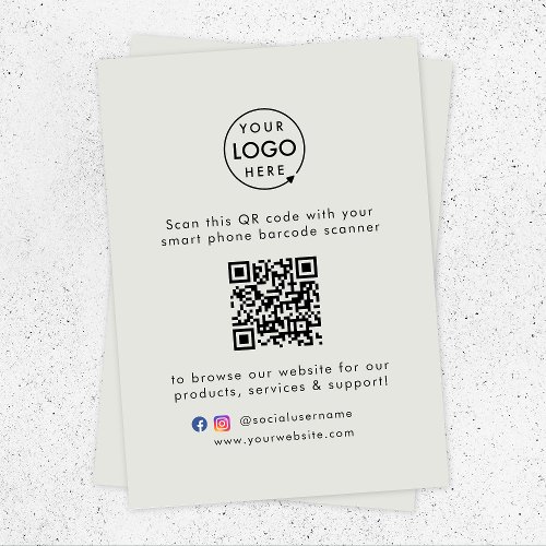 Business Website  QR Code Scan Me Logo Gray Enclosure Card