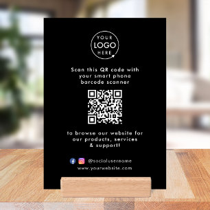 Business Website QR Code Scan Me Modern Black Holder