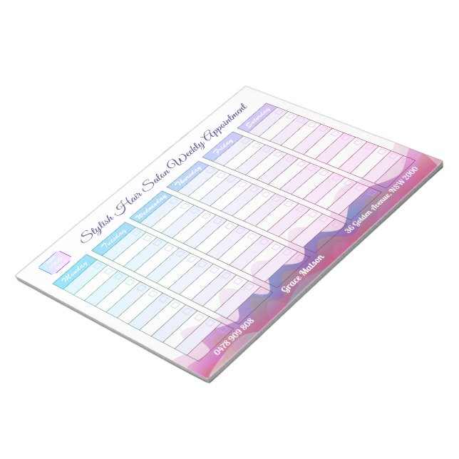 Business Weekly Appointment Rainbow Waves Notepad (Angled)