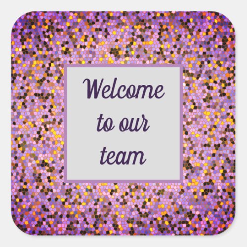 Business Welcome Bright Purple Mosaic New Employee Square Sticker