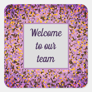 Business Welcome Bright Purple Mosaic New Employee Square Sticker