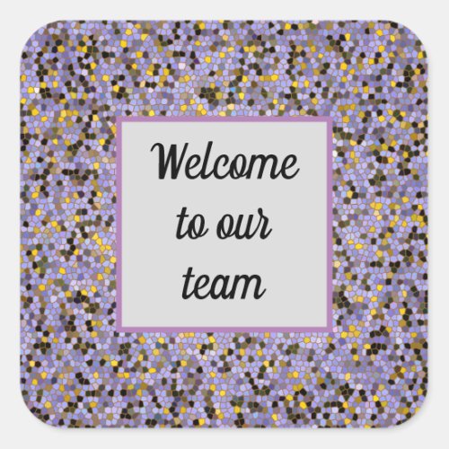 Business Welcome Purple Mosaic New Employee Square Sticker