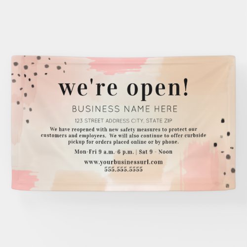 Business Were Open Abstract Blush Banner