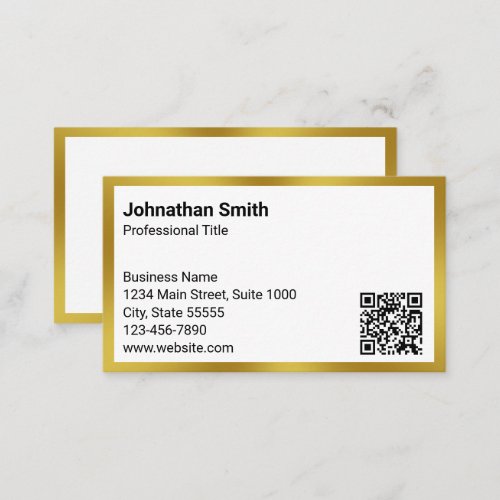 Business White and Gold Professional QR Code Business Card