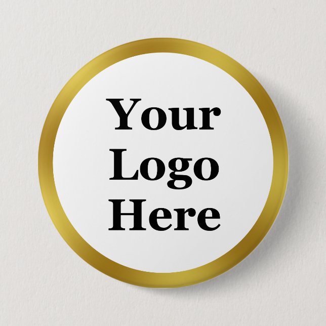 Business White and Gold Template Your Logo Here Button (Front)