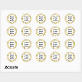 Business White and Gold Your Logo Here Template Classic Round Sticker ...