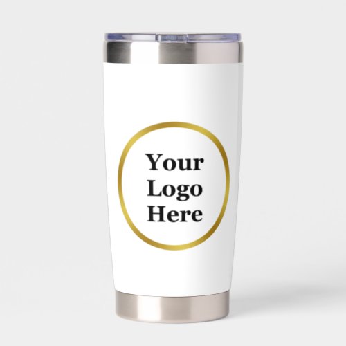 Business White and Gold Your Logo Template Insulated Tumbler