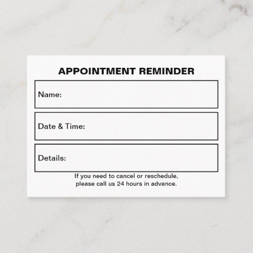 Business White Appointment Card