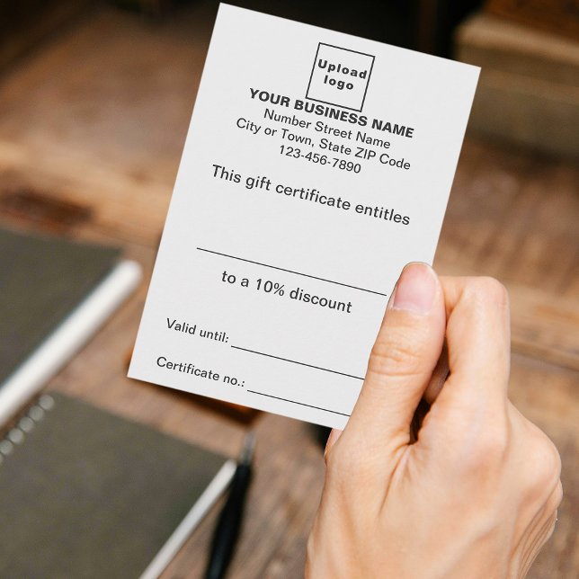 Business White Gift Certificate (Customer holding business white gift certificate)