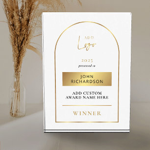 Business White & Gold Logo Employee Achievement Acrylic Award