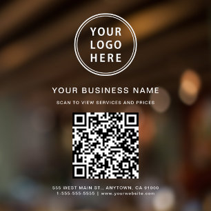 Business White Logo QR Code Window Cling