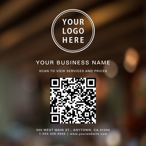 Business White Logo QR Code Window Cling