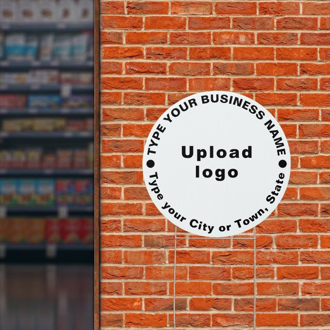 Business White Round Yard Sign (Advertise your business. Your business brand on white round yard sign.)