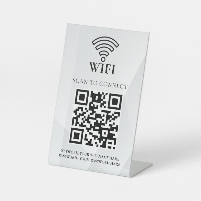 Business Wifi Network QR Code Personalized Pedestal Sign (Front)
