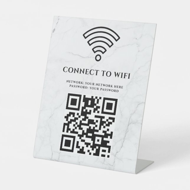 Business Wifi Network QR Code Personalized Pedestal Sign (Front)